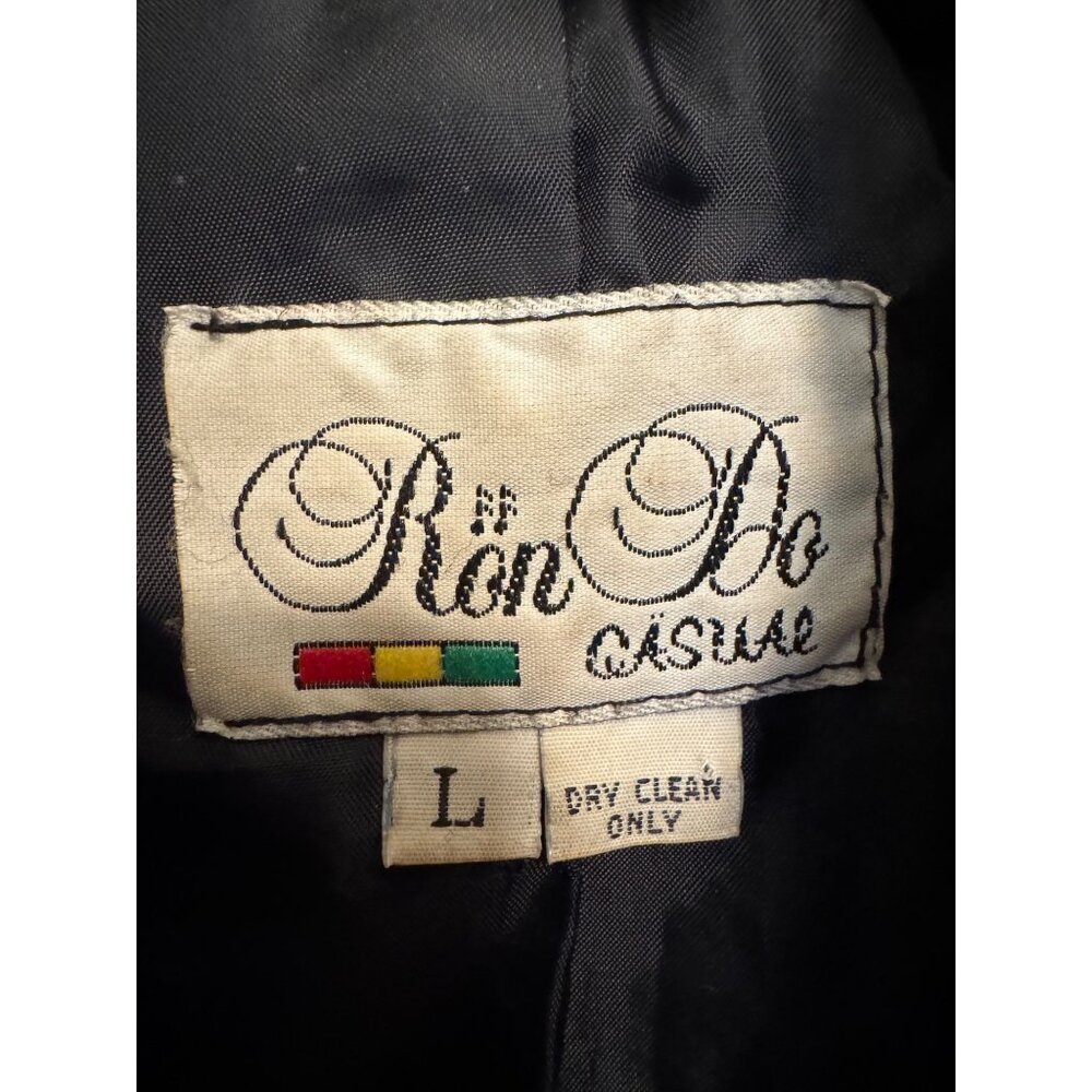 Vintage Ron Do Faux Fur Jacket Black L Large Open Front - Picture 2 of 8